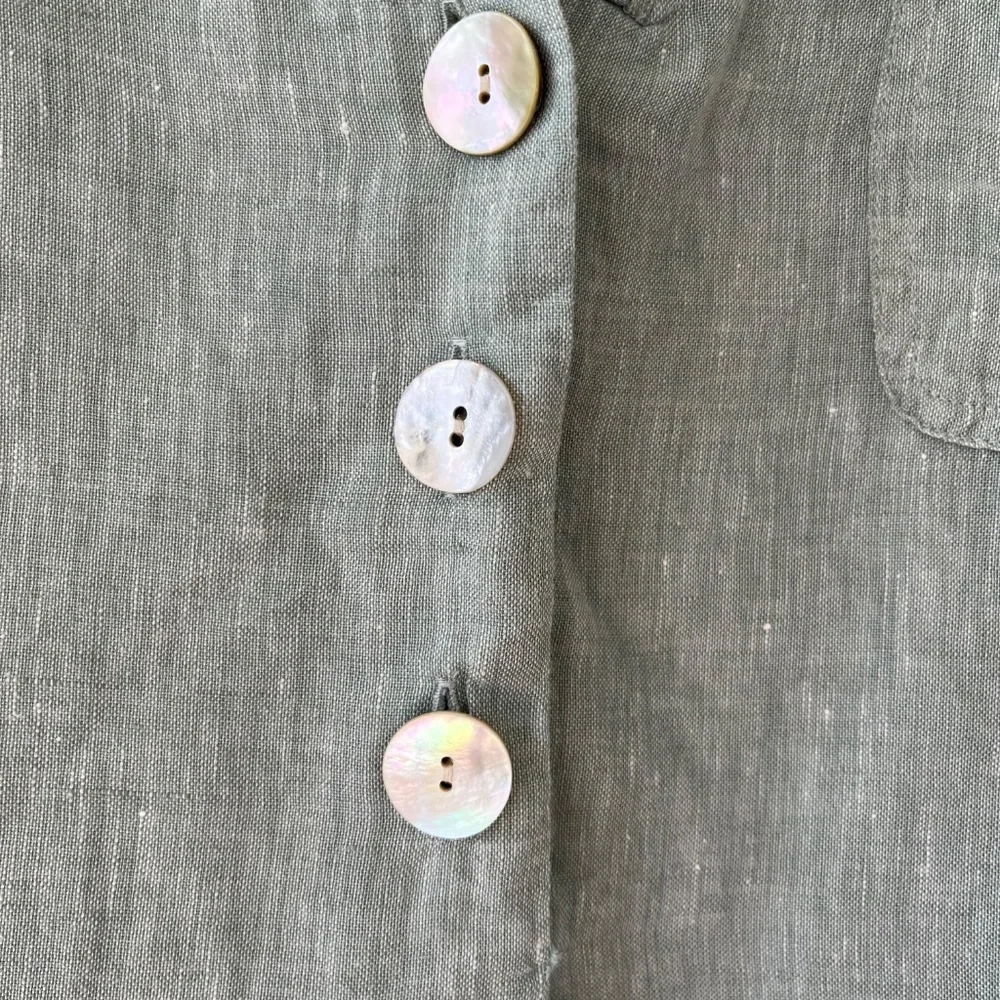 J.Jill Linen Woven Sage Tunic Relaxed Fit Blouse Summer V Neck Top Pocket Size L - Picture 5 of 10